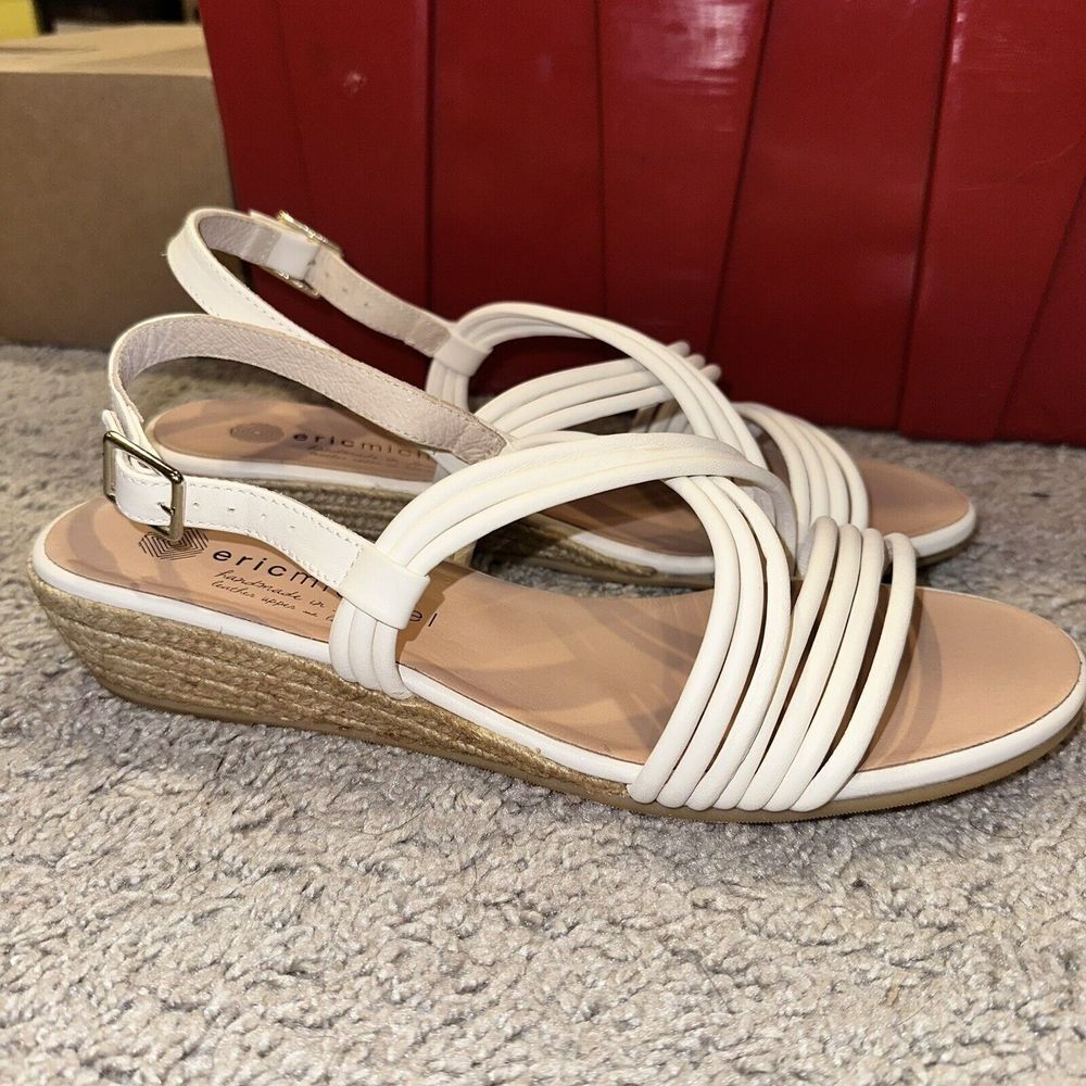 NEW ERIC MICHAEL ANDREA‎ WHITE ESPADRILLE SANDALS Women's Size 10